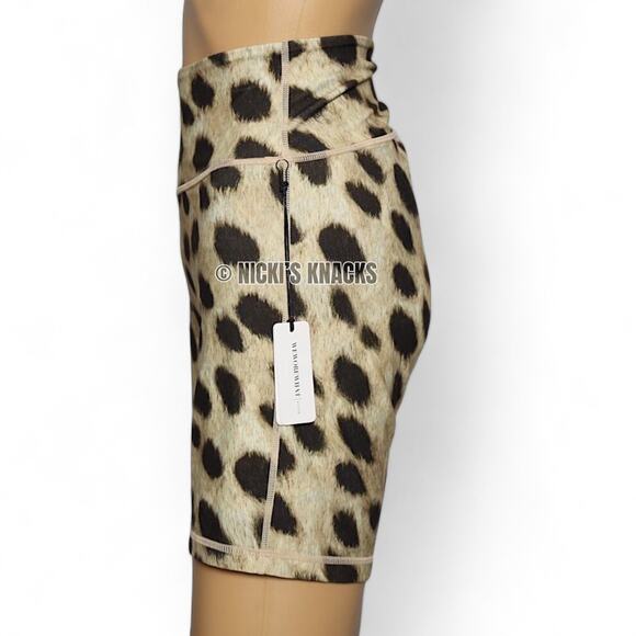 WeWoreWhat Leopard Print High Rise Stretch Bike Shorts Cheetah Tan Brown Size L - Picture 4 of 11